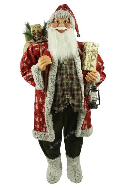 Dekoráció Santa Claus hagyományos díszítéssel 150cm