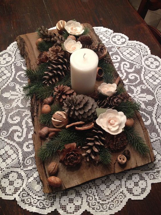 karácsonyi asztaldísz fából
