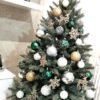 Karacsonifá Feldíszített Ezüst Luc műfenyő karácsonyra 150cm