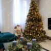 Karacsonifá Feldíszített XL-es 3D-s Kaukázusi Jegenye műfenyő karácsonyra 240cm